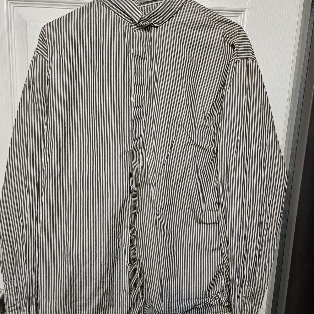 Dior Men's Black and White Striped Button Down Shirt